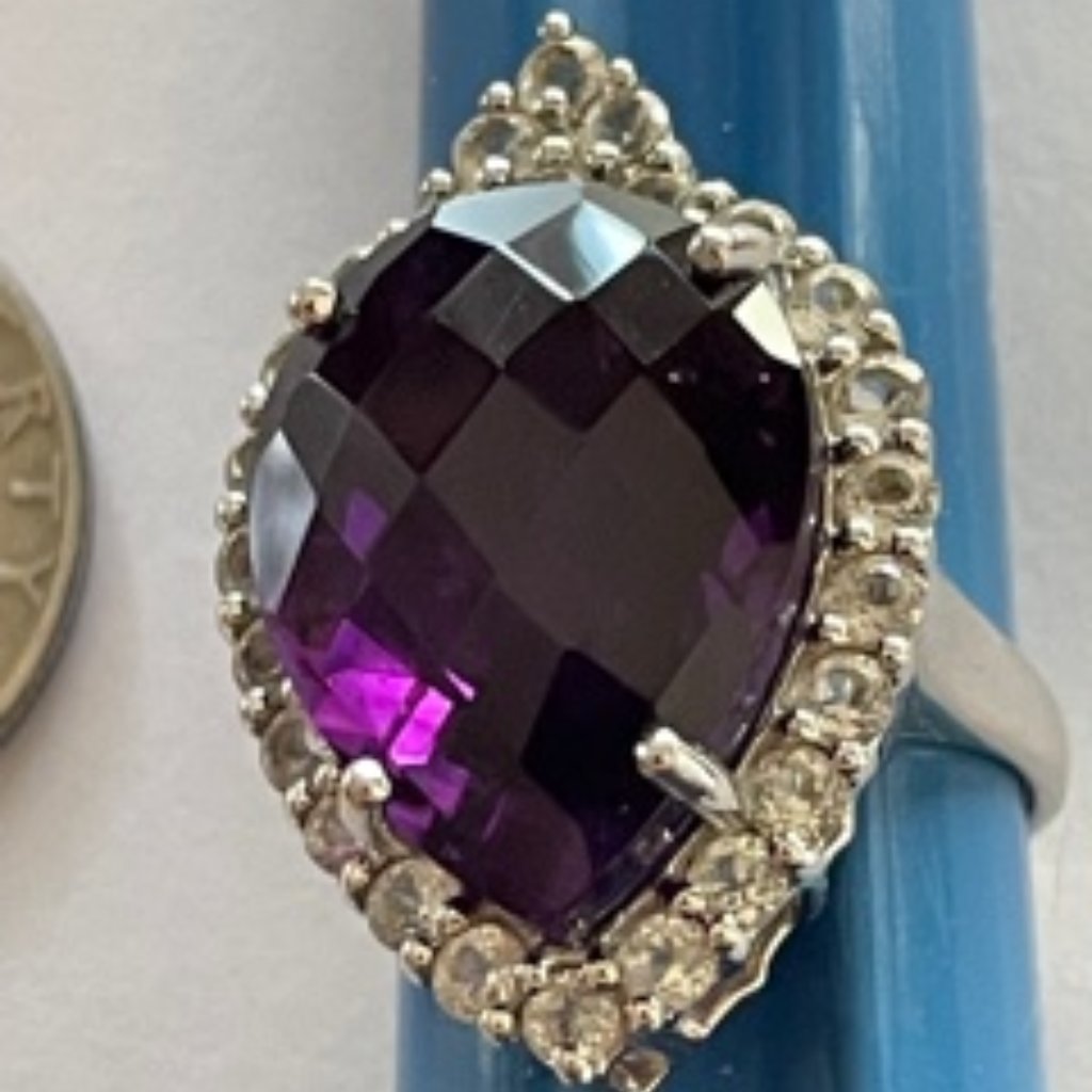 Pear Shape Amethyst Ring Sz. 7-3/4